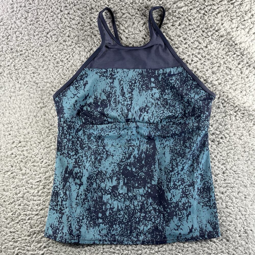 Nike Women's Tankini Top Large Blue Splatter Print Adjustable Strap Tank Top